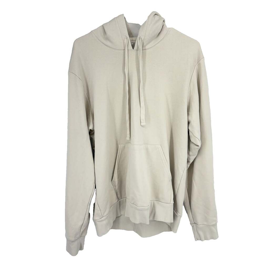 ALO Yoga Men L Hoodie Pullover Long Sleeve Cream Beige Athleisure Activewear